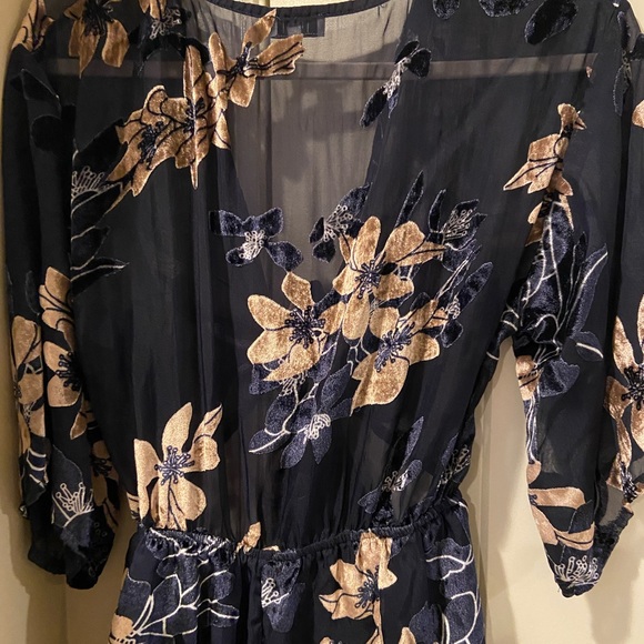 Tobi romper with dark blue and gold velvet flowers - Picture 6 of 6